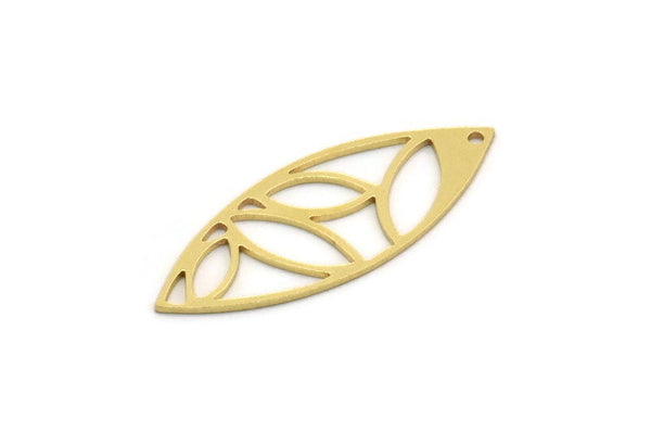 Brass Marquise Charm, 4 Raw Brass Marquise Charms With 1 Hole, Findings (39x15x0.80mm) SMP0186