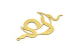 Brass Moon Charm, 4 Raw Brass Crescent Moon And Snake Shaped Charms With 1 Loop (40x22x0.60mm) SMP0188