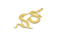 Brass Moon Charm, 4 Raw Brass Crescent Moon And Snake Shaped Charms With 1 Loop (40x22x0.60mm) SMP0188