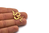 Brass Moon Charm, 4 Raw Brass Crescent Moon And Snake Shaped Charms With 1 Loop (40x22x0.60mm) SMP0188