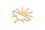 Brass Cloud Charm, 6 Raw Brass Sun And Cloud Charms With 1 Loop, Findings (32x29x0.80mm) SMP0189