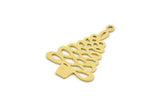 Brass Tree Charm, 10 Raw Brass Tree Charms With 1 Loop, Pendant, Findings (25x17x0.60mm) SMP0192