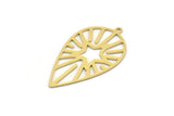 Brass Drop Charm, 4 Raw Brass Drop Charms With 1 Loop, Star Charms, Findings (34x19x0.60mm) SMP0195
