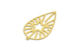 Brass Drop Charm, 4 Raw Brass Drop Charms With 1 Loop, Star Charms, Findings (34x19x0.60mm) SMP0195