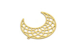 Brass Moon Charm, 4 Raw Brass Crescent Moon Charms With 1 Loop (34x13x0.60mm) SMP0196