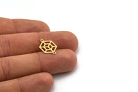 Brass Hexagon Connector, 12 Raw Brass Hexagon Shaped Connectors With 2 Loops, Earring Findings, Geometric Connectors (17x12x0.60mm) SMP0198