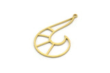 Brass Irregular Charm, 6 Raw Brass Irregular Shaped Charms With 1 Loop (37x22x0.80mm) SMP0199