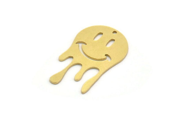 Brass Splash Charm, 4 Raw Brass Splash Shaped Charms With 1 Hole, Pendants, Findings (30.5x18.5x0.80mm) SMP0201