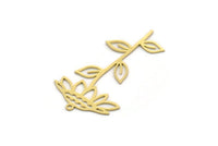 Brass Flower Charm, 4 Raw Brass Flower Shaped Charms With 1 Loop, Charm Pendants (43x24x0.60mm) SMP0202