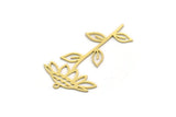 Brass Flower Charm, 4 Raw Brass Flower Shaped Charms With 1 Loop, Charm Pendants (43x24x0.60mm) SMP0202