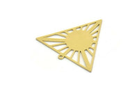 Brass Triangle Charm, 4 Raw Brass Sun Charms With 1 Loop, Findings (27x29x0.60mm) SMP0203