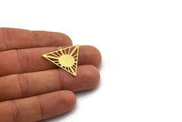 Brass Triangle Charm, 4 Raw Brass Sun Charms With 1 Loop, Findings (27x29x0.60mm) SMP0203