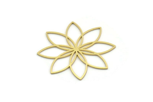 Brass Flower Charm, Raw Brass Flower Shaped Charm, Charm Pendants, Earring Findings (43x40x0.60mm) SMP0204