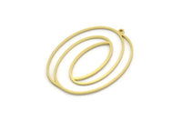 Brass Oval Charm, 2 Raw Brass Oval Charms With 1 Loop, Earring Charms (42x32x1mm) SMP0215