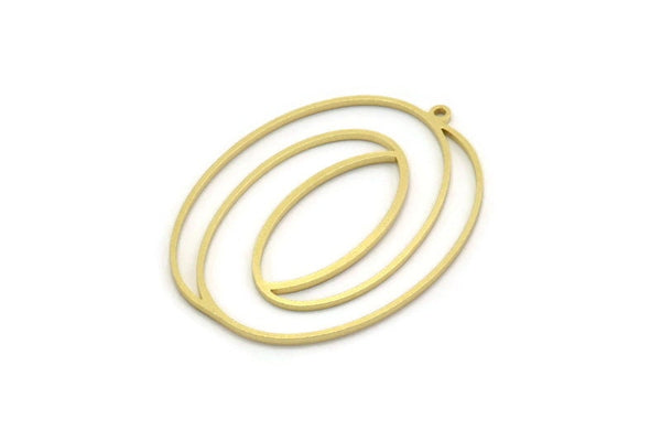 Brass Oval Charm, 2 Raw Brass Oval Charms With 1 Loop, Earring Charms (42x32x1mm) SMP0215