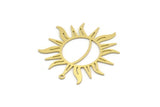 Brass Sun Charm, 4 Raw Brass Sun Charms With 1 Loop, Findings (34x34x0.60mm) SMP0216