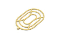 Brass Oval Charm, 4 Raw Brass Oval Charms With 1 Loop, Earring Charms (35x22x0.80mm) SMP0222