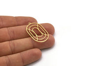 Brass Oval Charm, 4 Raw Brass Oval Charms With 1 Loop, Earring Charms (35x22x0.80mm) SMP0222