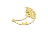 Brass Crescent Charm, 4 Raw Brass Mountain And Crescent Moon Patterned Charms With 1 Loop, Findings (31x23x0.60mm) SMP0223