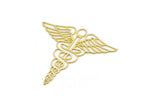 Brass Medical Charm, 2 Raw Brass Medical Symbol Caduceus Shaped Charms With 1 Loop, Pendants, Findings (49x50x0.60mm) SMP0224 A2862