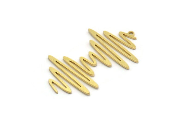 Brass Rhythm Charm, 4 Raw Brass Rhythm Shaped Charms With 1 Loop, Findings (40x25x0.80mm) SMP0231