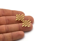Brass Rhythm Charm, 4 Raw Brass Rhythm Shaped Charms With 1 Loop, Findings (40x25x0.80mm) SMP0231