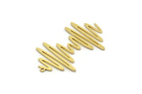 Brass Rhythm Charm, 4 Raw Brass Rhythm Shaped Charms With 1 Loop, Findings (40x25x0.80mm) SMP0231