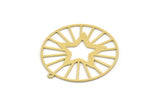 Brass Round Charm, 2 Raw Brass Star Charms With 1 Loop, Pendants, Findings (34x32x0.60mm) SMP0234