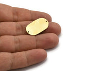 Brass Oval Charm, 6 Raw Brass Oval Charms With 2 Holes, Connectors (28x15.5x0.60mm) A6774