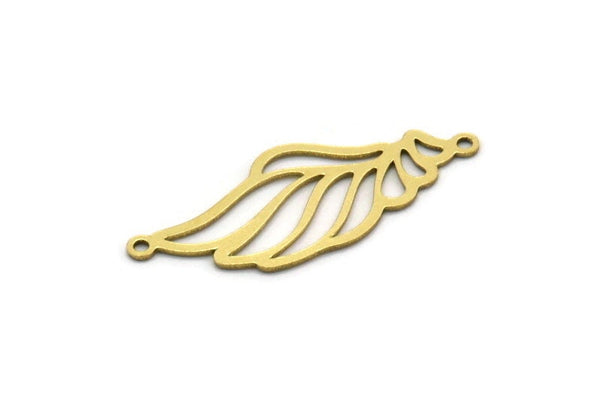 Brass Wing Charm, 8 Raw Brass Wing Charms With 2 Loops, Charm Pendants, Connector Findings (31x12.5x0.60mm) SMP0534