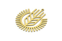 Brass Sun Charm, 6 Raw Brass Ear Of Wheat Charms With 1 Loop, Charm Pendants, Findings (32x28x0.60mm) SMP0535