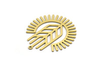 Brass Sun Charm, 6 Raw Brass Ear Of Wheat Charms With 1 Loop, Charm Pendants, Findings (32x28x0.60mm) SMP0535