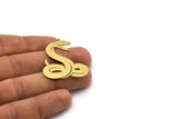 Brass Snake Charm, 4 Raw Brass Snake Charms With 1 Loop, Pendants, Findings (39x32x0.60mm) SMP0537
