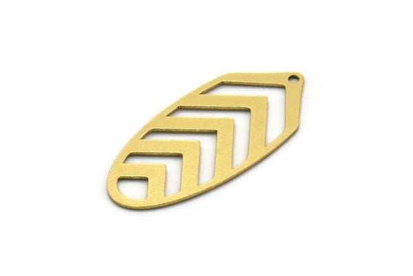 Brass Oval Charm, 8 Raw Brass Oval Charms With 1 Hole, Earring Charms (30x14x0.60mm) SMP0541