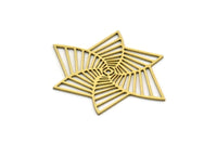 Brass Flower Charm, 4 Raw Brass Flower Charms, Charm Pendants, Findings (38x28x0.60mm) SMP0542