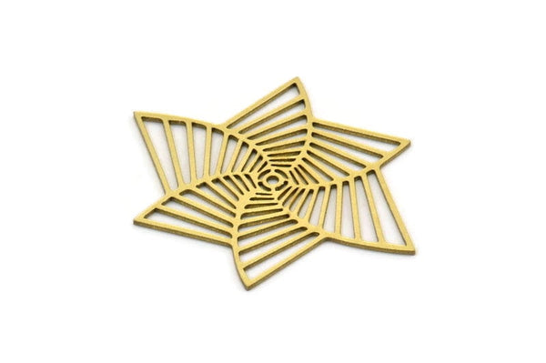 Brass Flower Charm, 4 Raw Brass Flower Charms, Charm Pendants, Findings (38x28x0.60mm) SMP0542