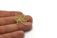 Brass Flower Charm, 4 Raw Brass Flower Charms, Charm Pendants, Findings (38x28x0.60mm) SMP0542