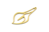 Brass Flower Charm, 4 Raw Brass Lily Flower Charms With 1 Hole, Charm Pendants, Findings (39x19x0.80mm) SMP0544