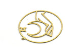 Brass Round Charm, 2 Raw Brass Crescent Moon Charms With 1 Loop, Charm Pendants, Findings (36x34x0.60mm) SMP0546