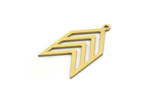 Brass Chevron Charm, 12 Raw Brass Chevron Shaped Charms With 1 Loop, Earring Charms (23x14x0.60mm) SMP0547