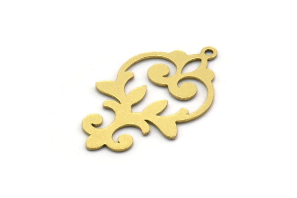 Brass Charm, 8 Raw Brass Ethnic Motif Charms With 1 Loop, Earring Charms, Pendant Charms (27x16x0.60mm) SMP0549
