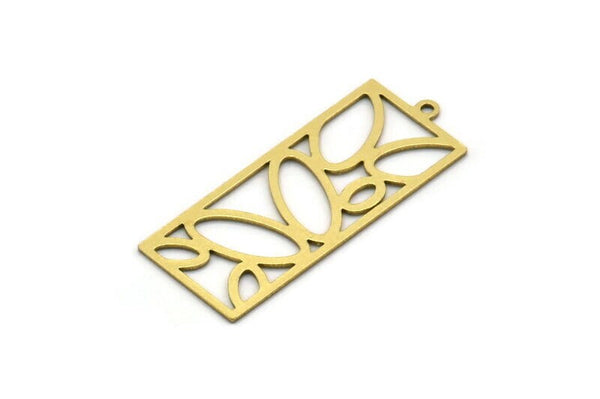 Brass Rectangle Charm, 4 Raw Brass Rectangle Charms With 1 Loop, Earrings, Pendants, Findings (34x14x0.60mm) SMP0550