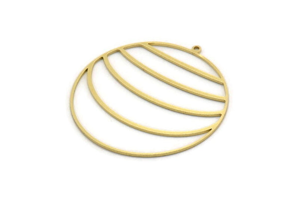 Brass Round Charm, 2 Raw Brass Round Shaped Charm With 1 Loop, Charm Pendants (42x40x0.80mm) SMP0554