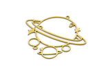 Brass Saturn Charm, 2 Raw Brass Saturn Shaped Charms With 1 Loop, Pendants, Planet Findings (42x47x0.60mm) SMP0560