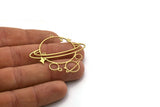 Brass Saturn Charm, 2 Raw Brass Saturn Shaped Charms With 1 Loop, Pendants, Planet Findings (42x47x0.60mm) SMP0560