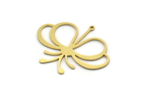 Brass Irregular Charm, 4 Raw Brass Irregular Shaped Charms With 1 Loop, Findings (31x37x0.80mm) SMP0563