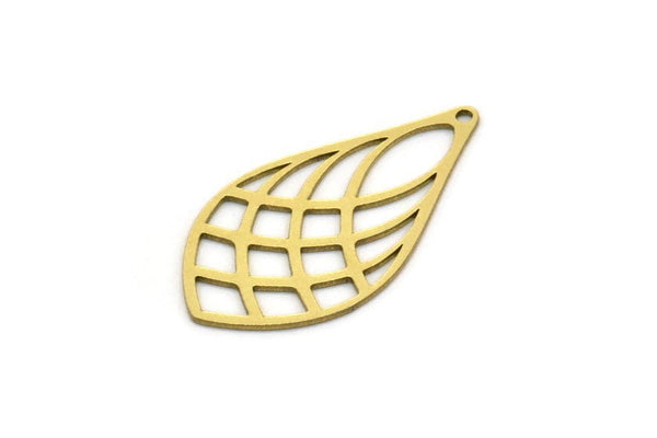 Brass Drop Charm, 6 Raw Brass Drop Charms With 1 Hole, Earrings, Findings (32x17x0.60mm) SMP0564