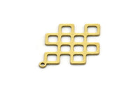 Brass Ethnic Charm, 10 Raw Brass Ethnic Motif Charms With 1 Loop, Earring Charms (26x18x0.60mm) SMP0565