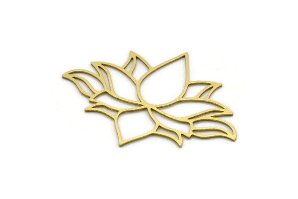 Brass Lotus Charm, 4 Raw Brass Lotus Shape Charms, Charm Pendants (32x44x0.60mm) SMP0567