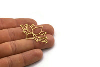 Brass Lotus Charm, 4 Raw Brass Lotus Shape Charms, Charm Pendants (32x44x0.60mm) SMP0567